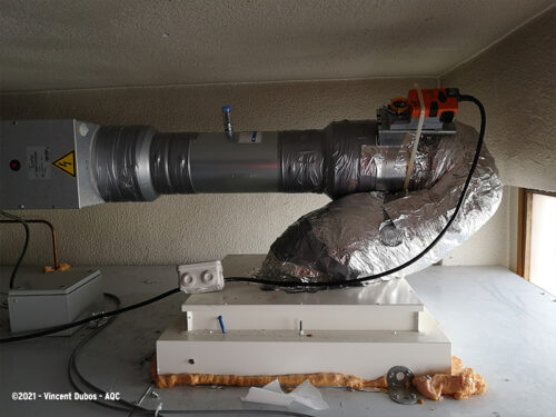Désordre bâtiment : Pincement d'un conduit souple de ventilation - Concours photo AQC 2021 - Vincent Dubos