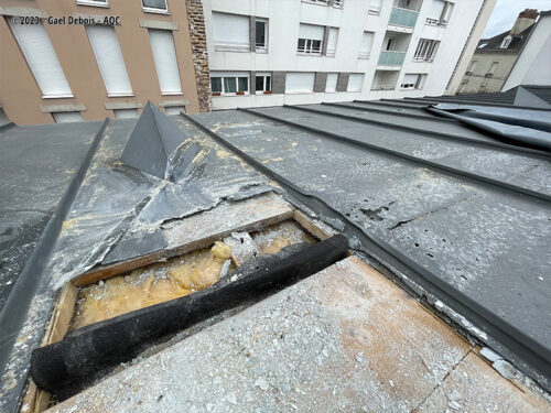 Désordre bâtiment : Corrosion d'une couverture zinc à joint debout - Concours photo AQC 2023 - Gael Debois