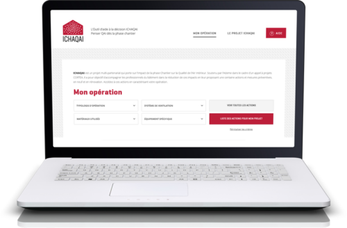 Interface du site ICHAQAI : outil d'aide à la décision sur l'impact de qualité de l'air intérieur
