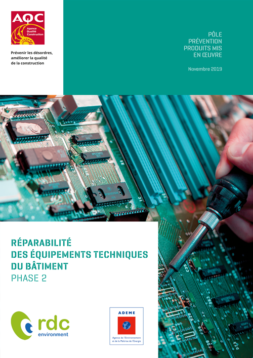 Couverture de l'étude « Réparabilité des équipements techniques du bâtiment - Phase 02 » de l'AQC