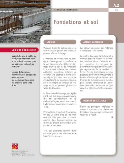 Fiche interfaces bâtiment Fondations et infrastructures - A2 « Fondations et sol » - AQC