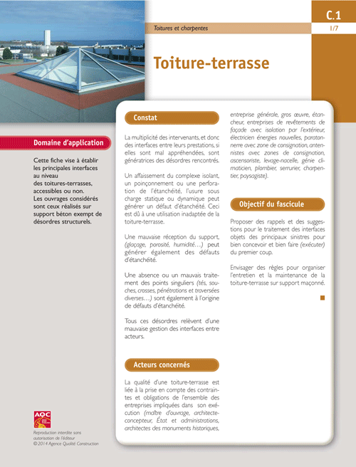 Fiche interfaces bâtiment Toitures et charpentes - C1 « Toiture - terrasse » - AQC
