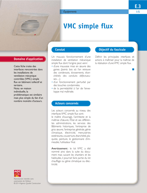 Fiche interfaces bâtiment Équipements - E3 « VMC simple flux » - AQC