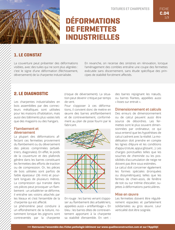 Fiche pathologie bâtiment - C.04 « Déformations de fermettes industrielles » - AQC