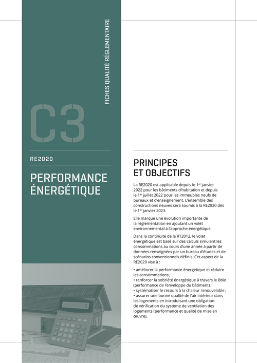 Fiche qualité réglementaire RE2020 des bâtiments - C3 « RE2020 - Performance environnementale » de l'AQC