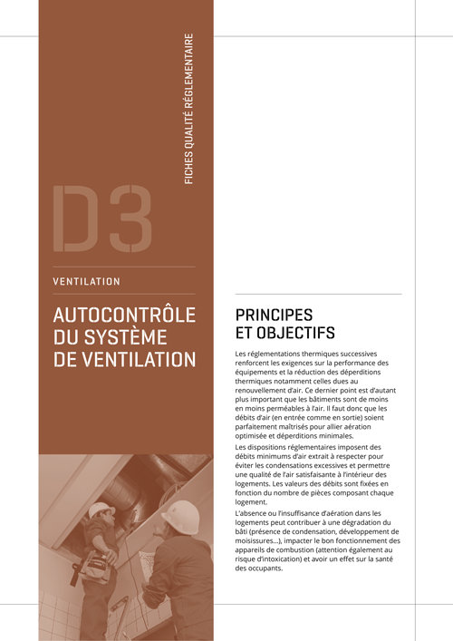 Fiche qualité réglementaire ventilation des bâtiments - D3 « Autocontrôle du système de ventilation, quelques conseils » de l'AQC