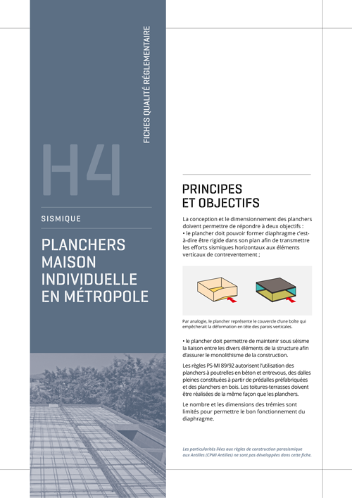 Fiche qualité réglementaire parasismique des bâtiments - H4 « Planchers de maison individuelle en métropole » de l'AQC