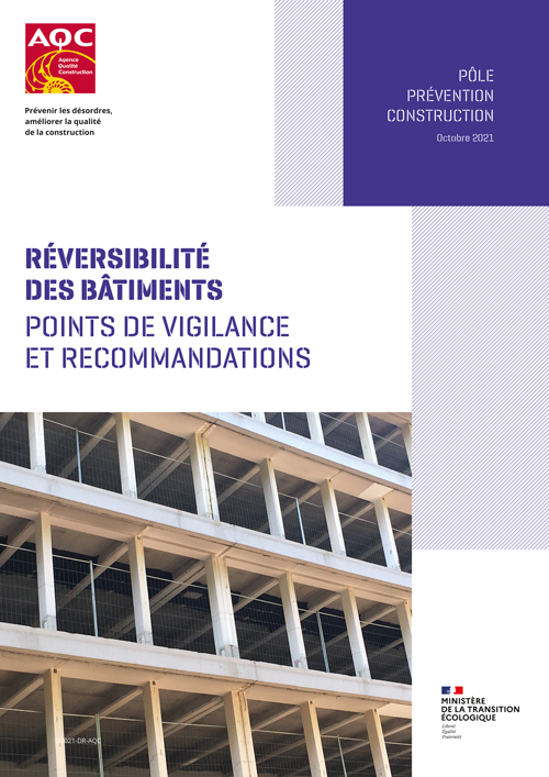 Couverure du rapport « Réversibilité des bâtiments - Points de vigilance et recommandations » de l'AQC