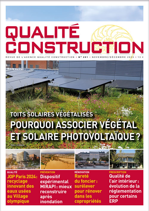 « Toits solaires végétalisés - Pourquoi associer végétal et solaire photovoltaïque ? » - Revue Qualité Construction Novembre-Décembre 2023 de l'AQC