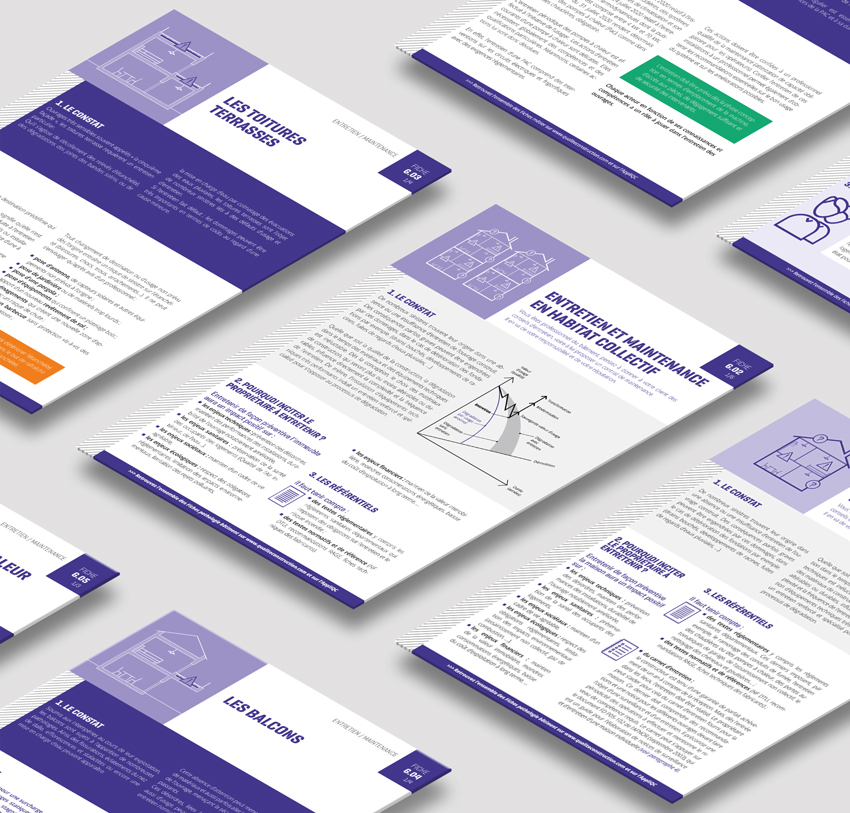 Exemple de quelques Fiches pathologie bâtiment de l'AQC sur l'entretien et la maintenance des ouvrages et équipements