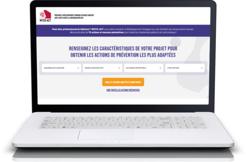 Interface du site MYCOACT : outil d'aide à la décision sur le développement fongique en phase chantier