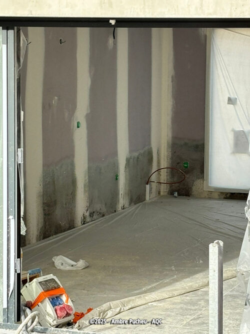 Désordre bâtiment : Remontées d'humidité dans une cloison en plaques de plâtre - Concours Photo AQC 2025 - Ambre Pucheu