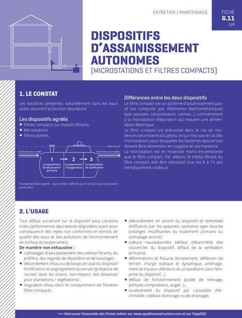 Fiche pathologie bâtiment - G.11 « Dispositifs d'assainissement autonomes » - AQC