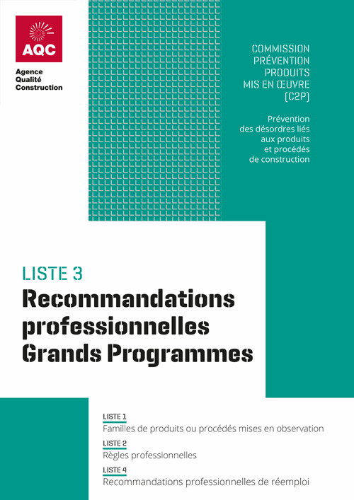 Illustration de la liste des Recommandations professionnelles Grands Programmes acceptées par la C2P de l'AQC