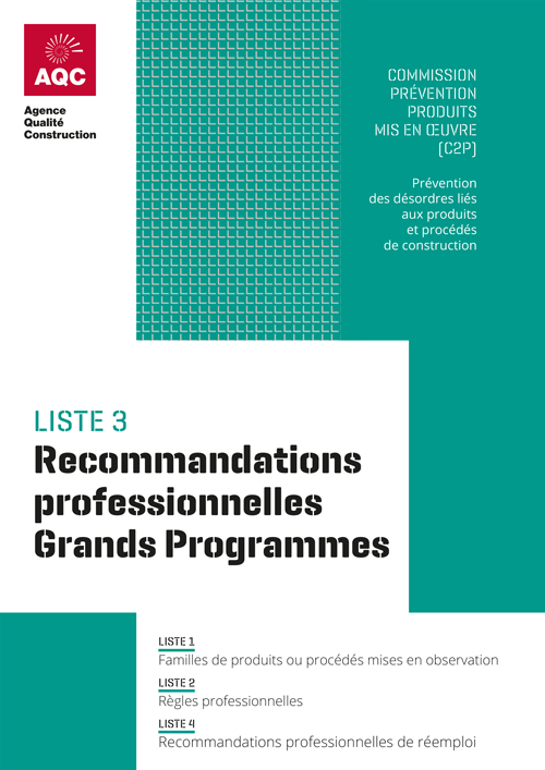 Illustration de la liste des Recommandations professionnelles Grands Programmes acceptées par la C2P de l'AQC