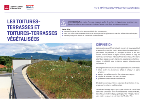 Fiche maîtrise d'ouvrage professionnelle « Les toitures-terrasses et toitures-terrasses végétalisées » - AQC