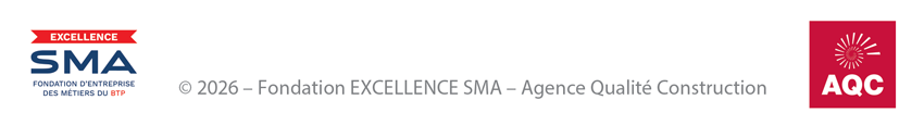 Fiches pathologie bâtiment - Logos de la Fondation EXCELLENCE SMA et de l'AQC
