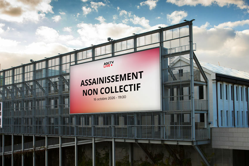 Logo de l'émission #AQCTVLIVE du16 octobre 2026, sur un panneau publicitaire urbain