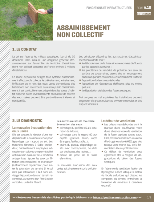 Fiche pathologie bâtiment - A.09 «&nbsp;Assainissement non collectif&nbsp;» - AQC