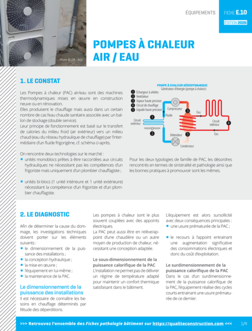 Fiche pathologie bâtiment - E.10 « Pompes à chaleur air / eau » - AQC