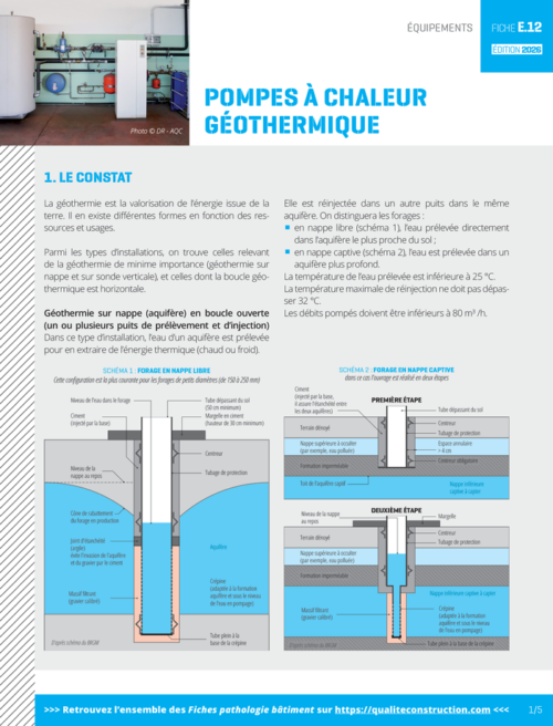 Fiche pathologie bâtiment - E.12 « Pompes à chaleur géothermique » - AQC